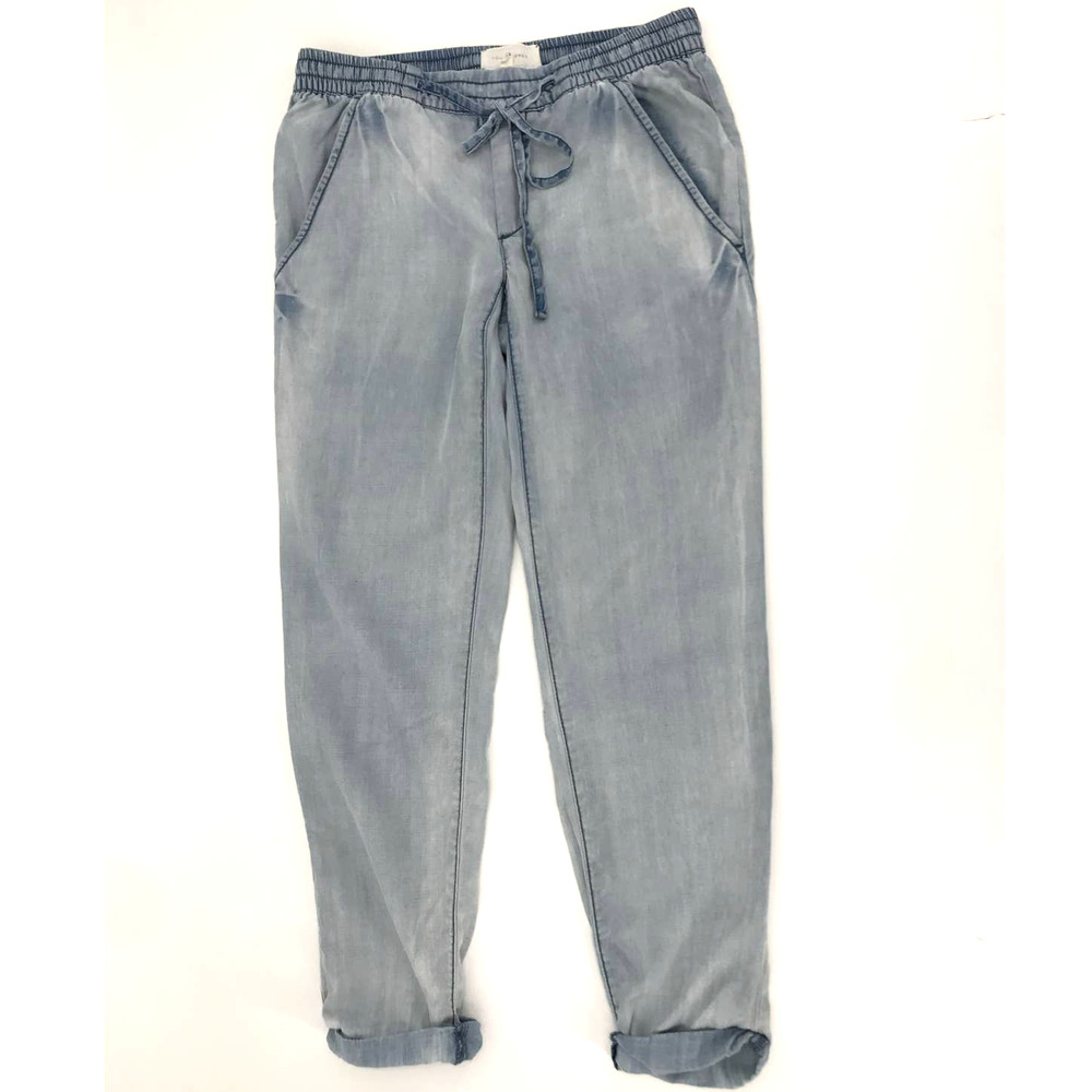 Lou & Grey Women's Light Wash Chambray Elastic Waist Pants Size XXS